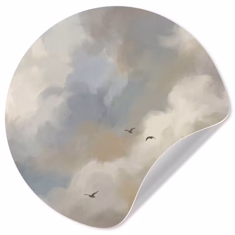 Behangcirkel - Vogel - Wolken - Natuur - Modern - Grijs — 1