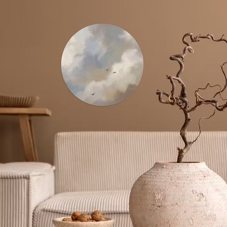 Behangcirkel - Vogel - Wolken - Natuur - Modern - Grijs — 2