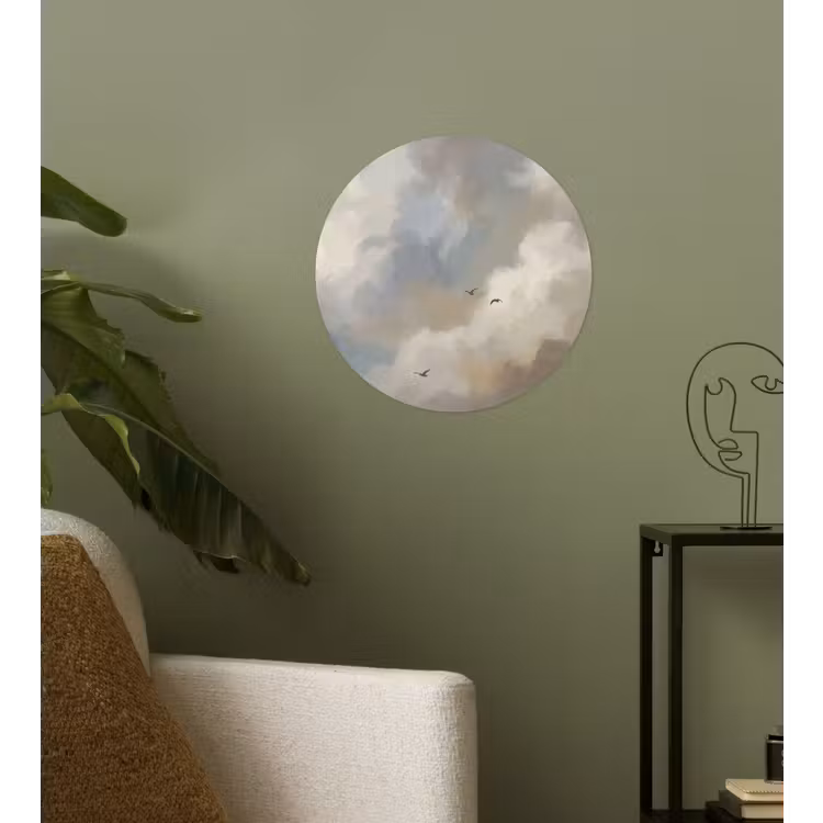 Behangcirkel - Vogel - Wolken - Natuur - Modern - Grijs — 3