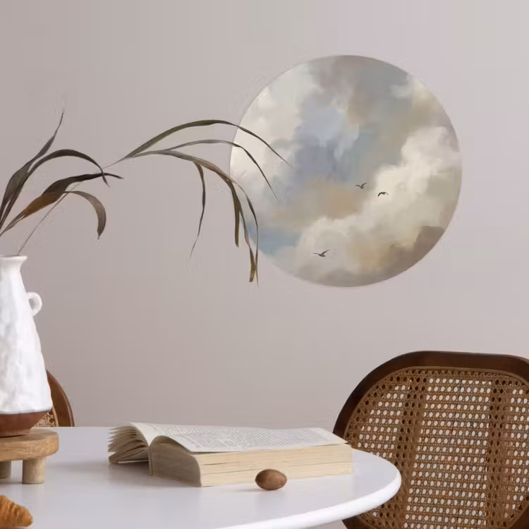 Behangcirkel - Vogel - Wolken - Natuur - Modern - Grijs — 4