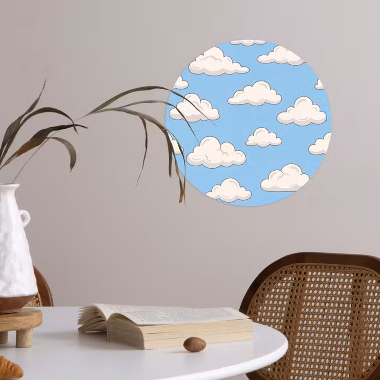 Behangcirkel - Wolk - Cartoon - Lucht - Blauw - Wit — 4