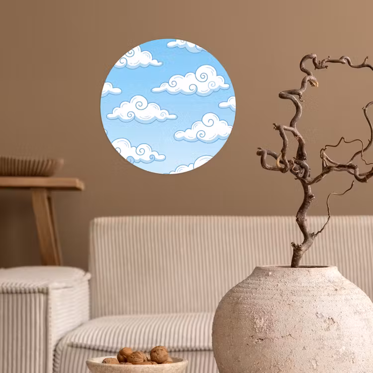 Behangcirkel - Wolk - Lucht - Cartoon - Blauw - Wit — 2