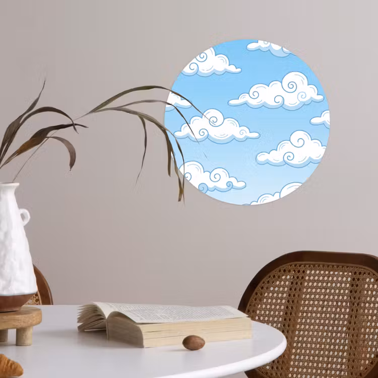 Behangcirkel - Wolk - Lucht - Cartoon - Blauw - Wit — 4