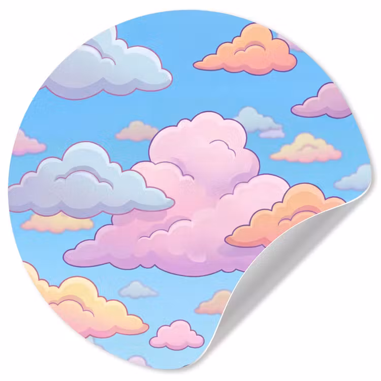 Behangcirkel - Wolk - Lucht - Natuur - Illustratie - Pastel — 1