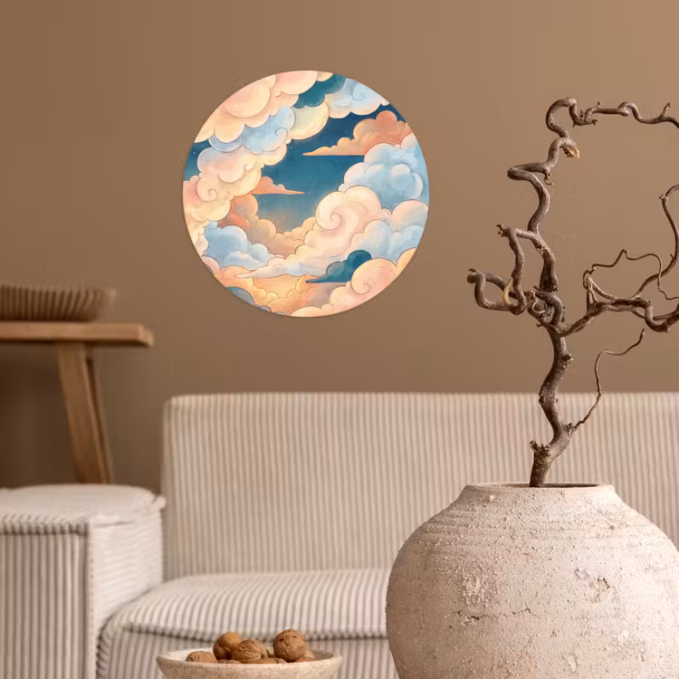 Behangcirkel - Wolk - Lucht - Natuur - Illustratief - Oranje — 2