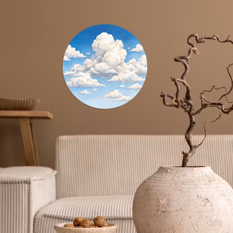 Behangcirkel - Wolken - Blauwe lucht - Natuur - Modern - Wit — 2