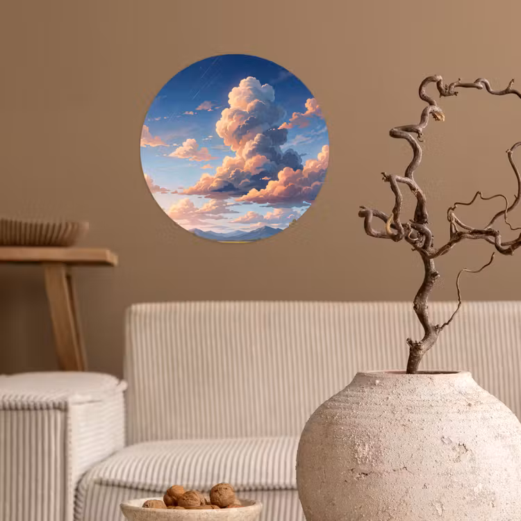 Behangcirkel - Wolken - Daghemel - Natuur - Illustratie - Oranje — 2