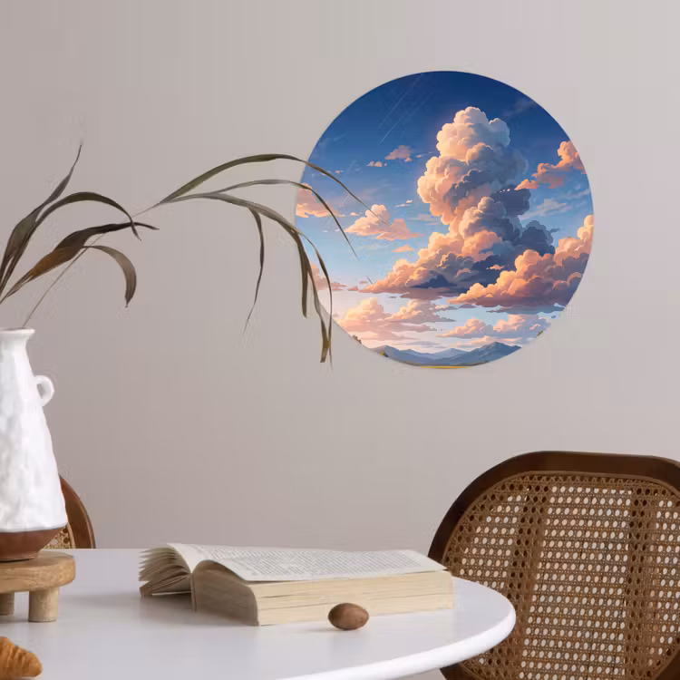 Behangcirkel - Wolken - Daghemel - Natuur - Illustratie - Oranje — 4