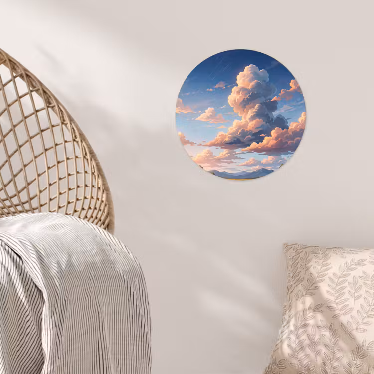 Behangcirkel - Wolken - Daghemel - Natuur - Illustratie - Oranje — 5