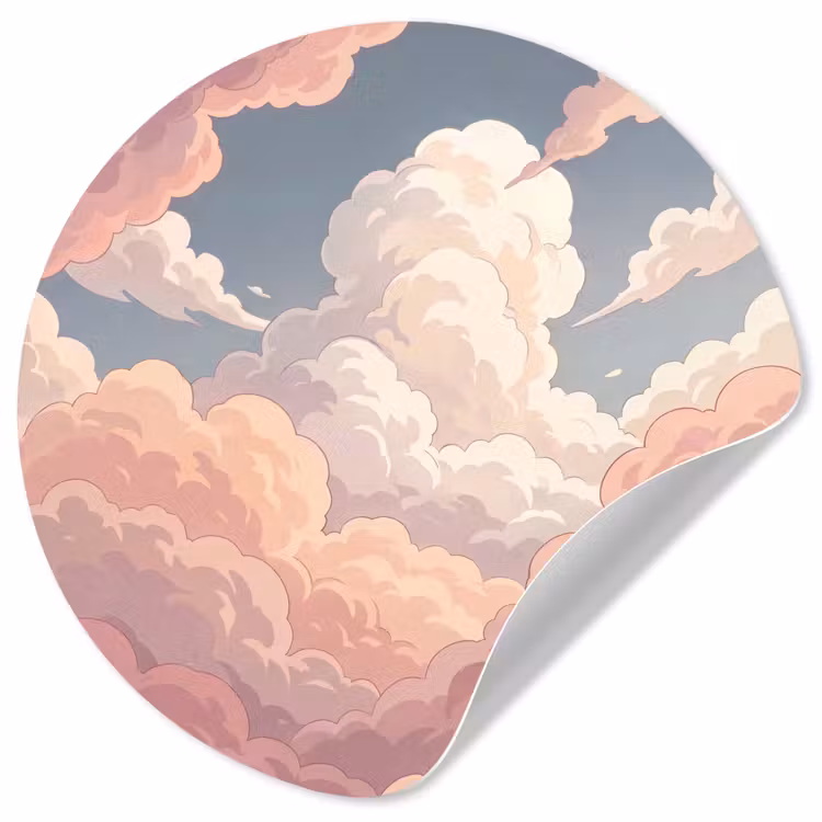 Behangcirkel - Wolken - Lucht - Natuur - Pastel - Roze — 1