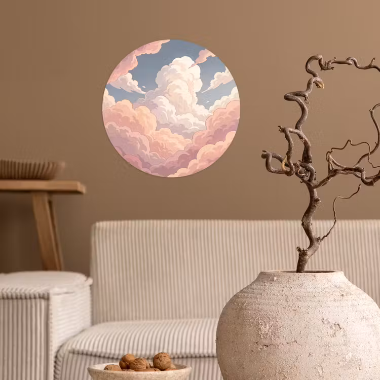 Behangcirkel - Wolken - Lucht - Natuur - Pastel - Roze — 2