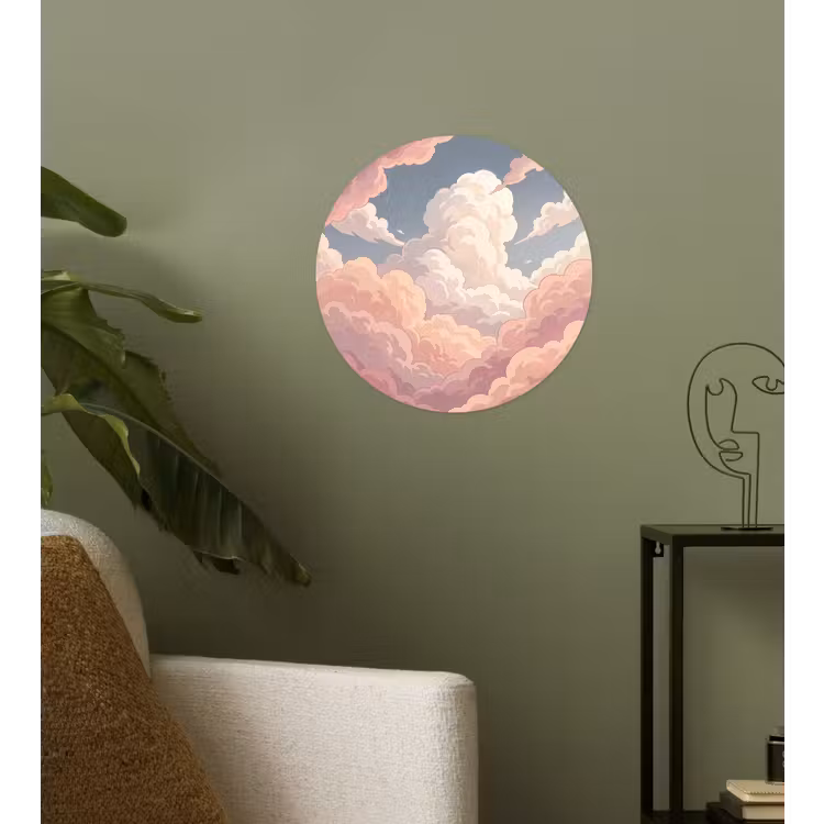 Behangcirkel - Wolken - Lucht - Natuur - Pastel - Roze — 3