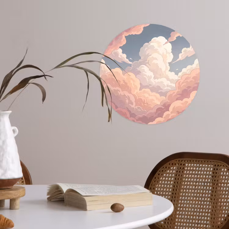 Behangcirkel - Wolken - Lucht - Natuur - Pastel - Roze — 4