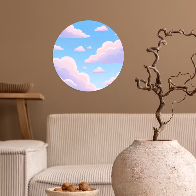 Behangcirkel - Wolken - Roze - Blauw - Natuur - Modern — 2