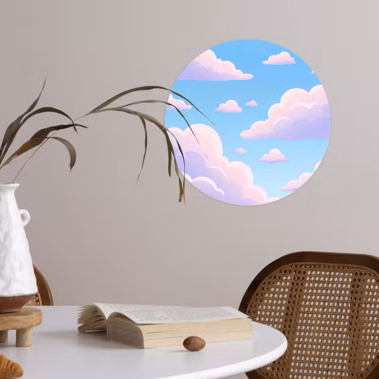 Behangcirkel - Wolken - Roze - Blauw - Natuur - Modern — 4