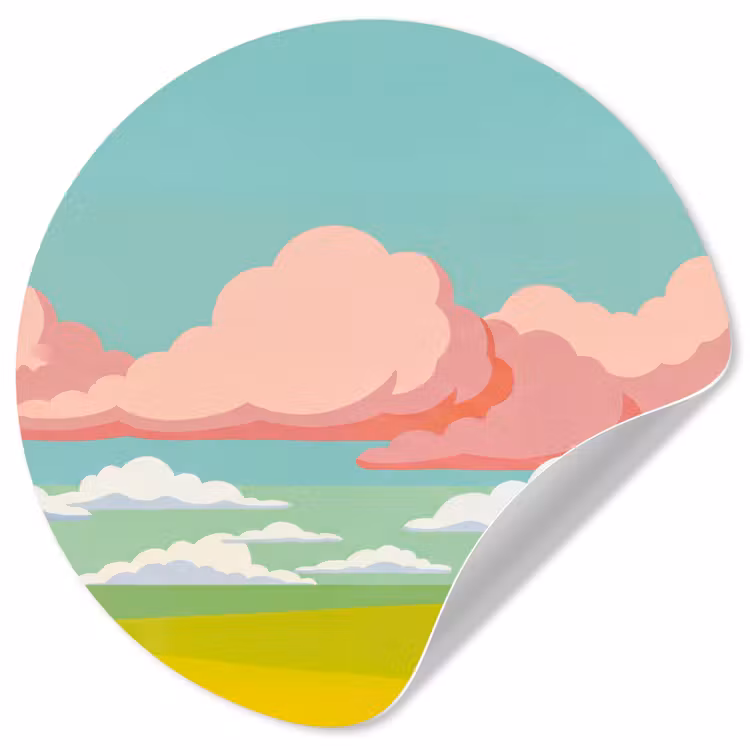 Behangcirkel - Wolken - Roze - Natuur - Modern - Pastel — 1