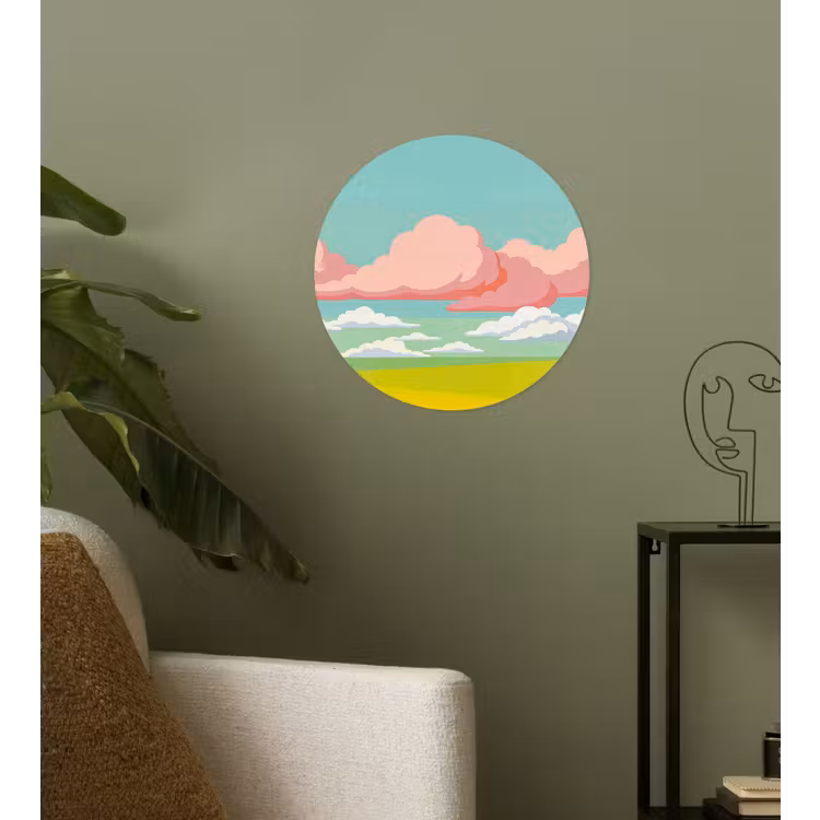 Behangcirkel - Wolken - Roze - Natuur - Modern - Pastel — 3