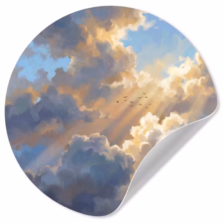 Behangcirkel - Wolken - Zonnestralen - Natuur - Abstract - Blauw — 1