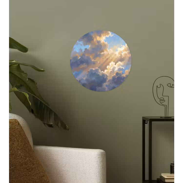 Behangcirkel - Wolken - Zonnestralen - Natuur - Abstract - Blauw — 3