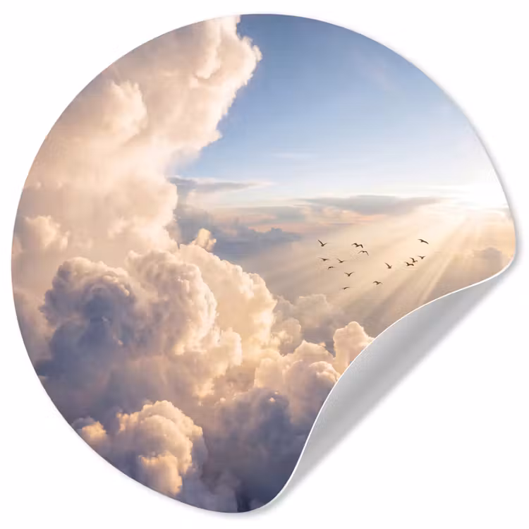 Behangcirkel - Wolken - Zonnestralen - Natuur - Wit — 1