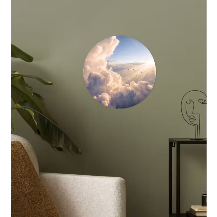 Behangcirkel - Wolken - Zonnestralen - Natuur - Wit — 3