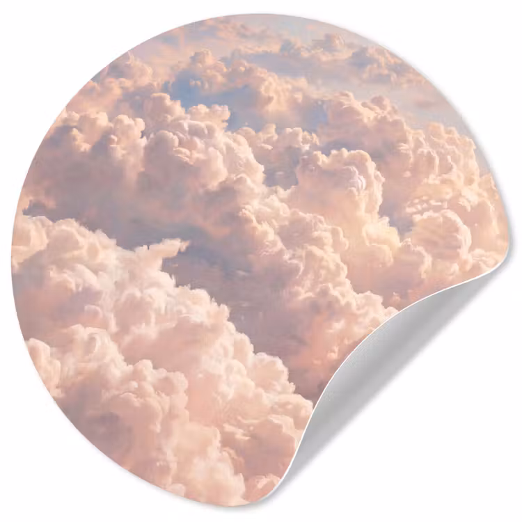 Behangcirkel - Wolken - Zonsondergang - Natuur - Pastel - Roze — 1