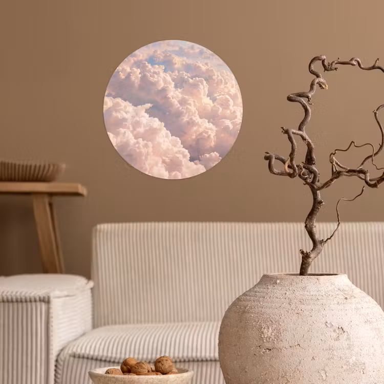 Behangcirkel - Wolken - Zonsondergang - Natuur - Pastel - Roze — 2