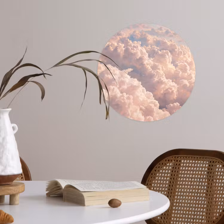 Behangcirkel - Wolken - Zonsondergang - Natuur - Pastel - Roze — 4