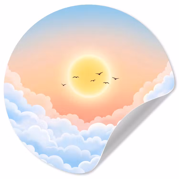 Behangcirkel - Zon - Vogels - Lucht - Natuur - Geel — 1