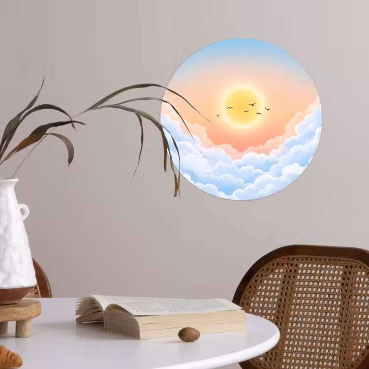 Behangcirkel - Zon - Vogels - Lucht - Natuur - Geel — 4