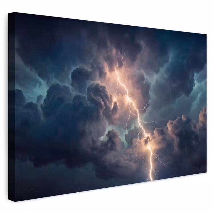 Buiten canvas - Bliksem - Storm - Natuur - Donker — 1