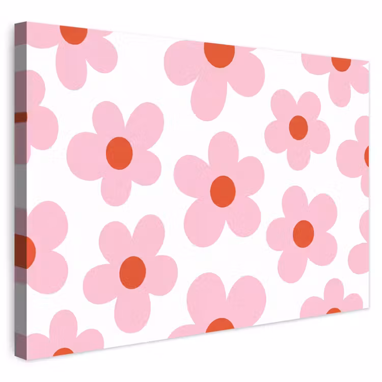 Buiten canvas - Bloemen - Patroon - Modern - Roze - Wit — 1