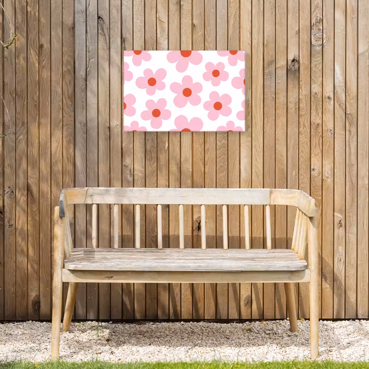 Buiten canvas - Bloemen - Patroon - Modern - Roze - Wit — 3