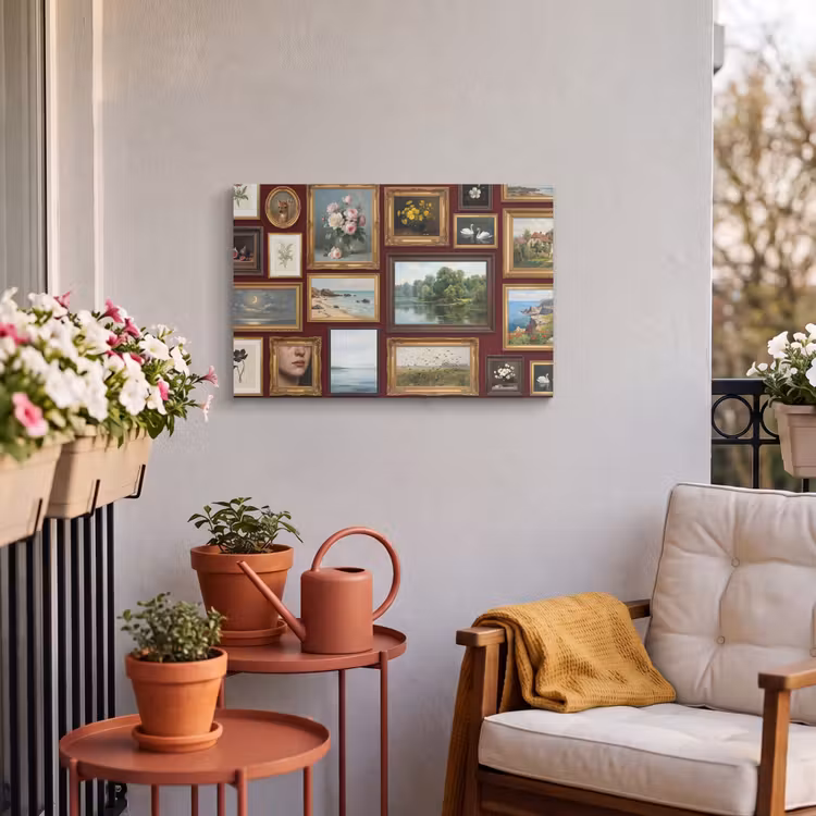 Buiten canvas - Bloemen - Vaas - Klassiek - Kunst - Rood — 4