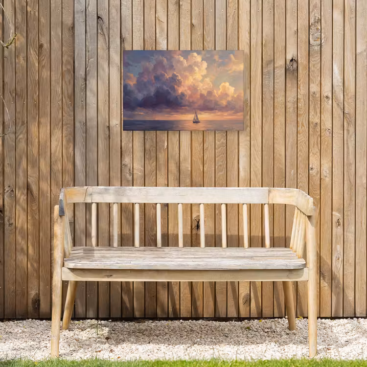 Buiten canvas - Boot - Zonsondergang - Zee - Natuur - Goud — 3