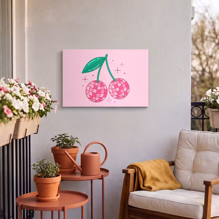 Buiten canvas - Decoratie - Disco-bal - Feest - Roze — 4