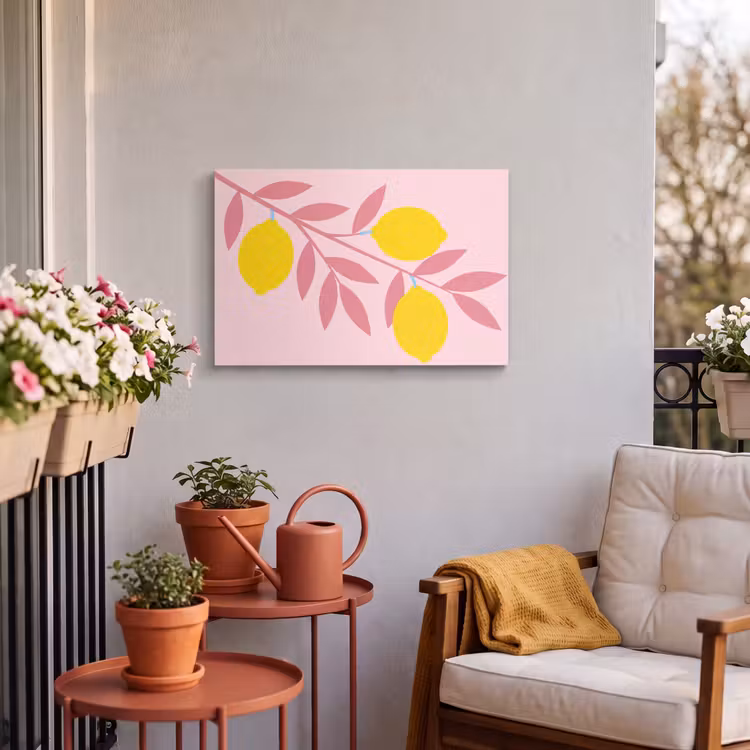Buiten canvas - Fruit - Tak - Natuur - Abstract - Roze — 4