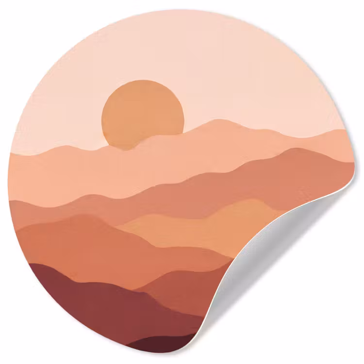 Behangcirkel - Natuur - Heuvels - Abstract - Modern - Oranje — 1