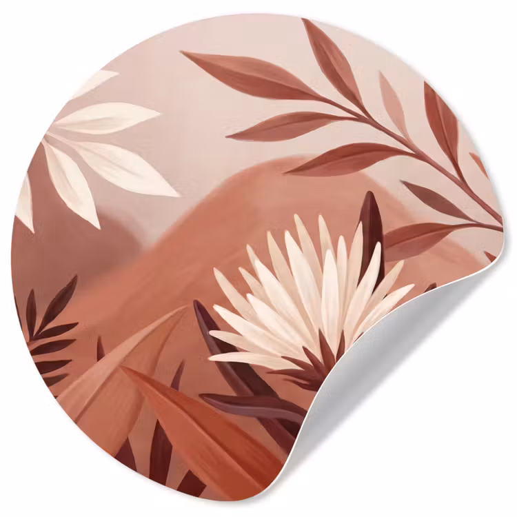 Behangcirkel - Planten - Bladeren - Botanisch - Modern - Bruin — 1