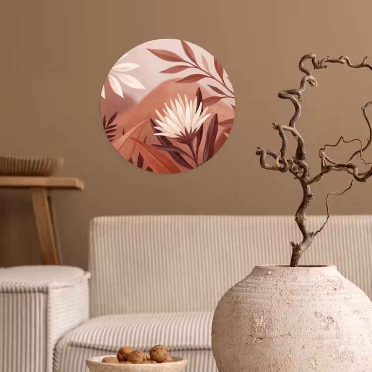 Behangcirkel - Planten - Bladeren - Botanisch - Modern - Bruin — 2