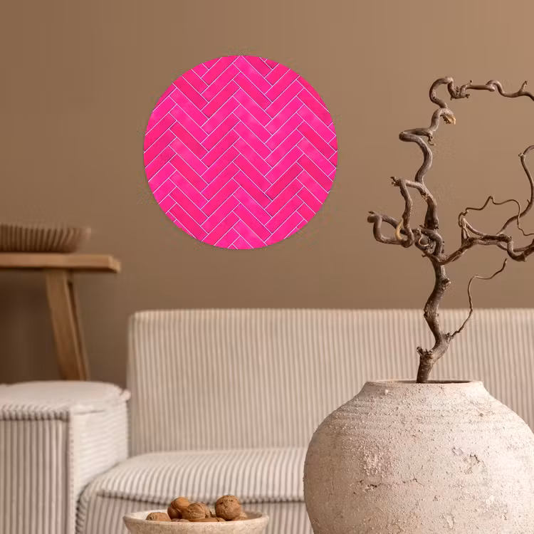 Behangcirkel - Visgraat - Wandtegel - Fuchsia - Roze — 2