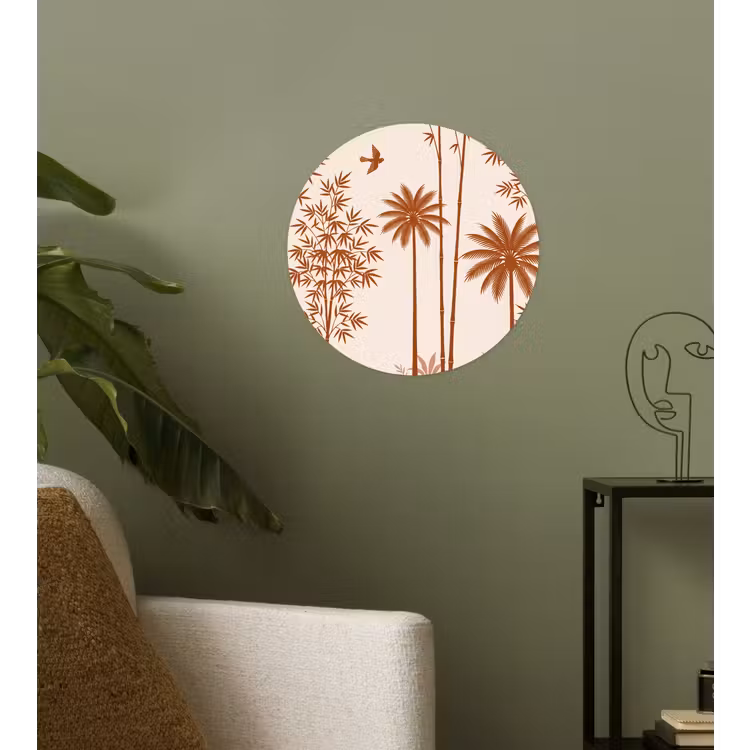 Behangcirkel - Vogel - Boom - Tropisch - Minimalistisch - Bruin — 3