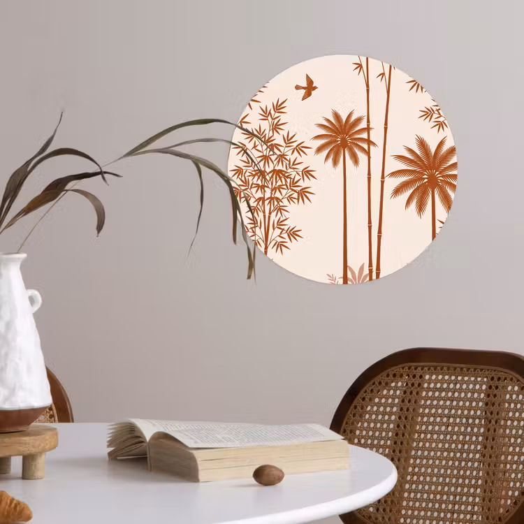 Behangcirkel - Vogel - Boom - Tropisch - Minimalistisch - Bruin — 4