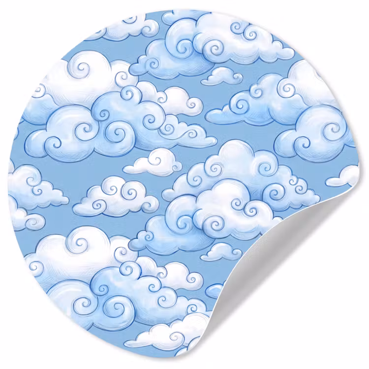 Behangcirkel - Wolken - Patroon - Hemel - Illustratie - Wit — 1
