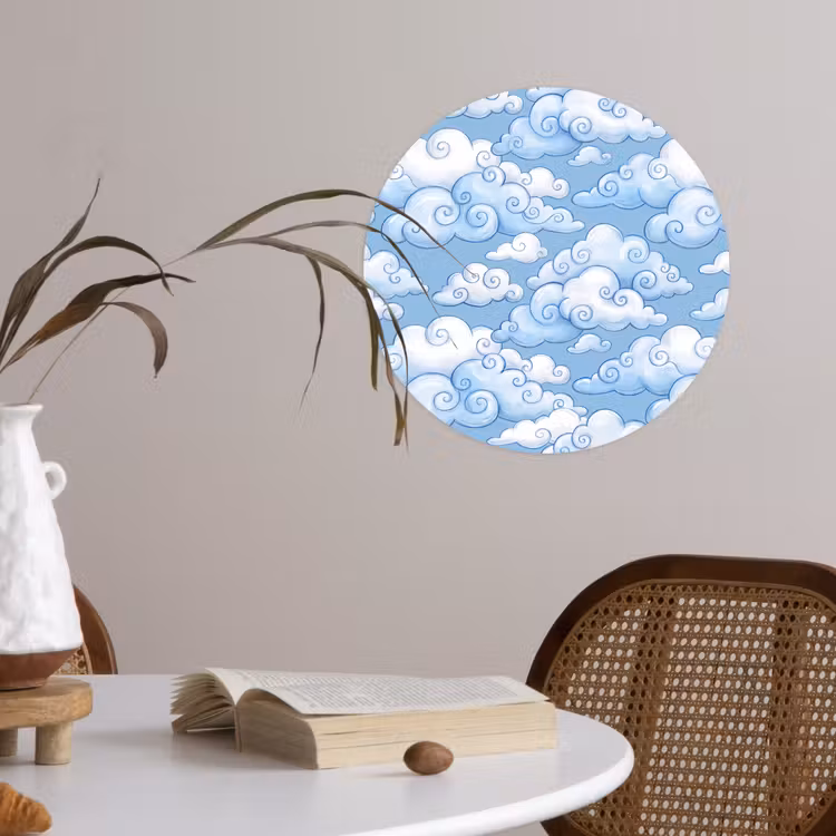 Behangcirkel - Wolken - Patroon - Hemel - Illustratie - Wit — 4