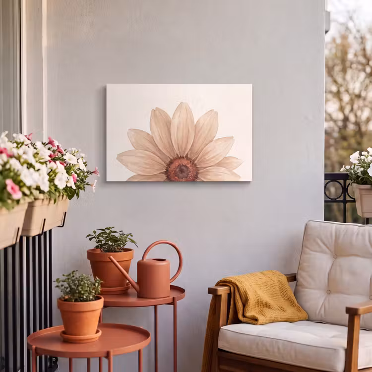 Buiten canvas - Bloemen - Bloemblad - Natuur - Aquarel - Beige — 3