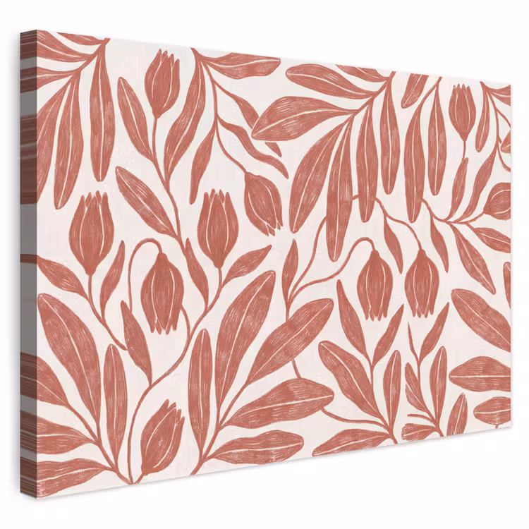 Buiten canvas - Bloemen - Patroon - Modern - Natuur - Bruin — 1