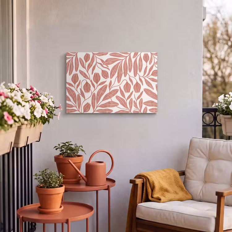 Buiten canvas - Bloemen - Patroon - Modern - Natuur - Bruin — 3
