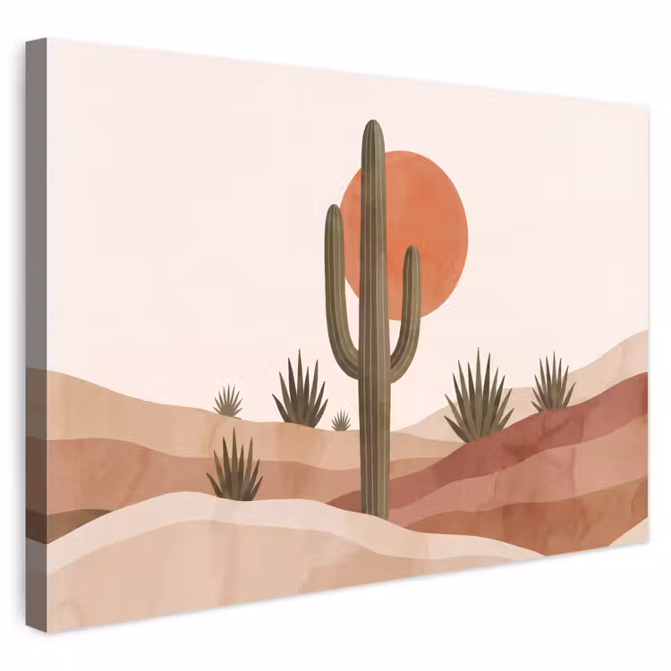 Buiten canvas - Cactus - Duinen - Modern - Landschap - Groen — 1