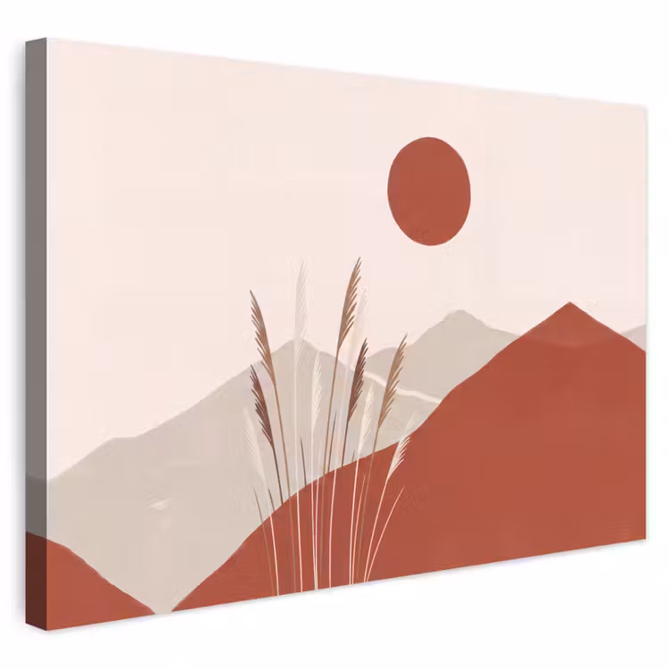 Buiten canvas - Gras - Landschap - Natuur - Abstract - Beige — 1